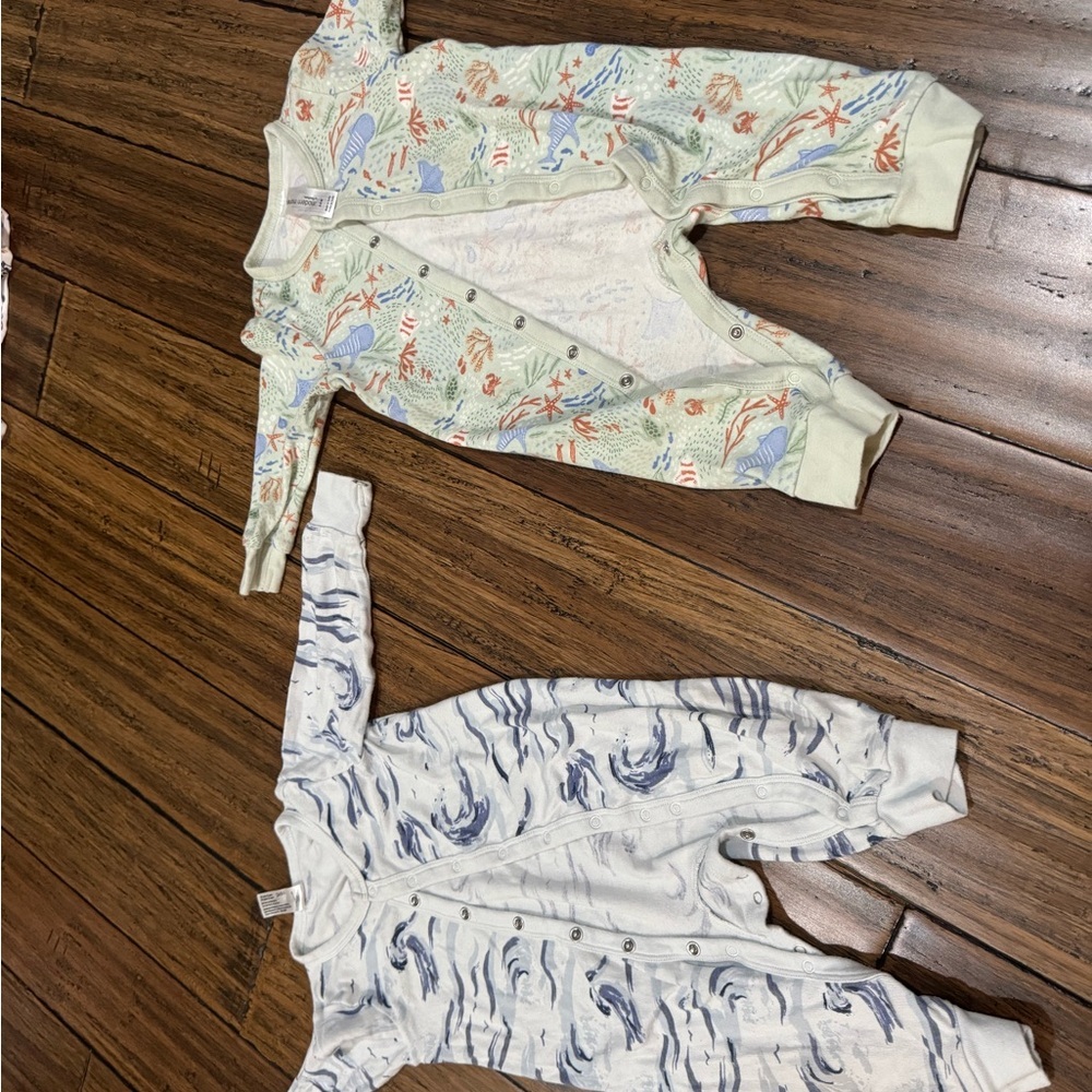 Baby Onesies with Nature and Wave Patterns
